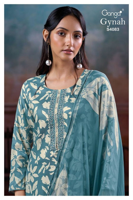 Gynah 4083 By Ganga Cotton Satin Designer Salwar Suits Wholesale Online